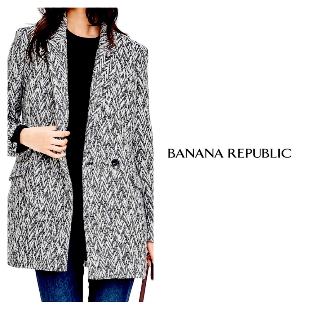 Banana Republic Double Breasted Jacquard Pea Coat